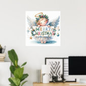 Poster met kerstangel (Thuiskantoor)