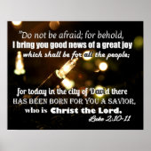Poster met kerstlampjes met scripts Luke 2:10-11 (Voorkant)