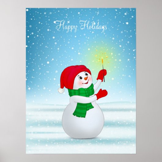 Poster met Kerstmis Snowman (Voorkant)