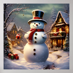 Poster met Kerstmis Snowman