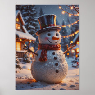 Poster met Kerstmis Snowman