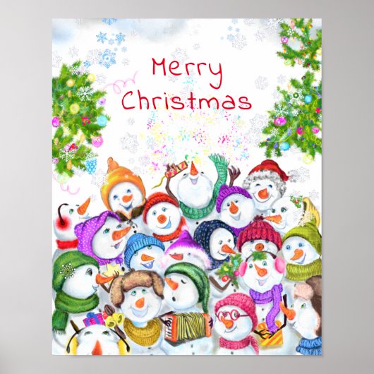 Poster met Kerstmis Snowman (Voorkant)