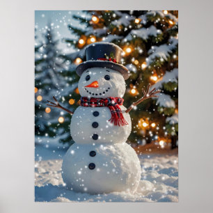 Poster met Kerstmis Snowman
