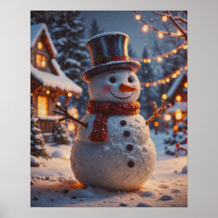 Poster met Kerstmis Snowman