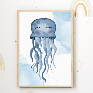 Poster met kwal voor kinderkamer Zee dier kinderen