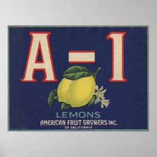 Poster met  Lemon Crate Label Print