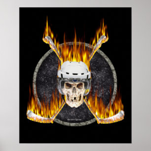 Poster met ockey Sticks branden