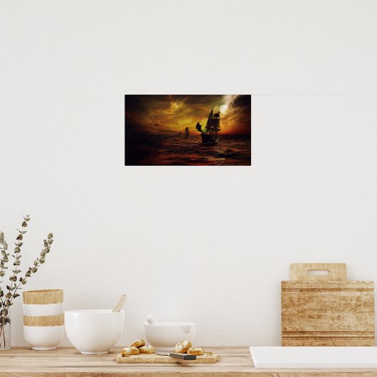 Poster met Pirate Ship (Keuken)