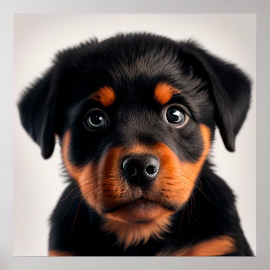Poster met portret van een schattige Rottweiler pu (Voorkant)