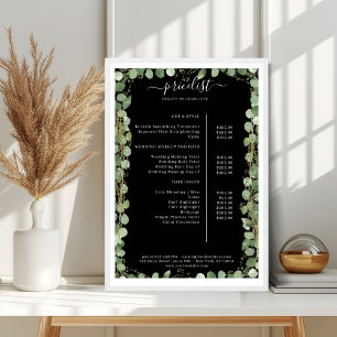 Poster met prijzenlijst voor kapsalon met groen