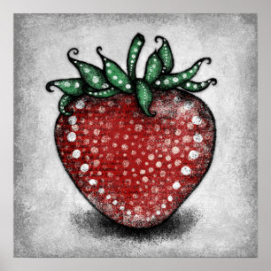 Poster met ripe aardbeien