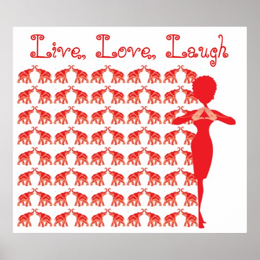 Poster met rode olifant (Voorkant)