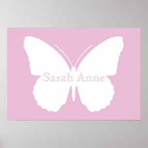 Poster met roze dotty Butterfly
