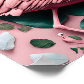 Poster met Roze Flamingo (Hoek)