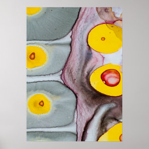 Poster met roze, gele en grijze abstractie