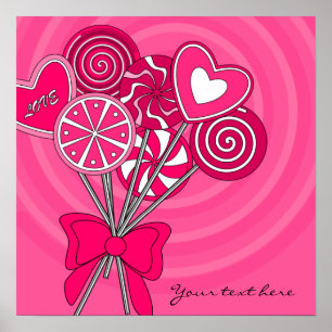 Poster met roze lolly