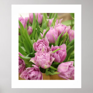 Poster met roze tulpen