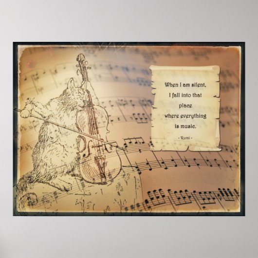 Poster met Rumi - Everything is music (Voorkant)