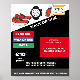 Poster met schokdemper RUN OF WALK