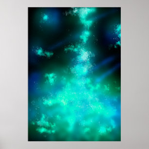 Poster met smaragdgroene nachthemel