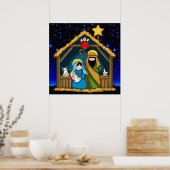 poster met stabiele nativiteitsscène (Keuken)