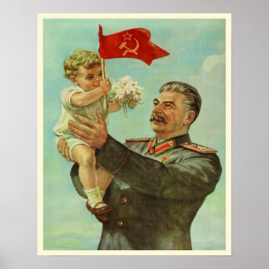 Poster met  Stalin Propaganda Print (Voorkant)