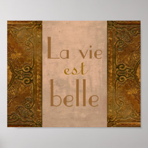poster met stijl Frans citaat in sepia tones