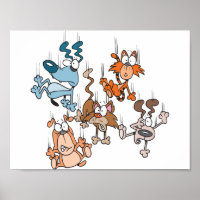 Poster met vallende katten en honden