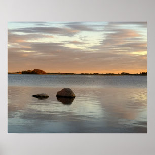 Poster met vijver landschap zonsondergang foto