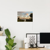 Poster met vijver landschap zonsondergang foto (Thuiskantoor)