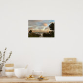 Poster met vijver landschap zonsondergang foto (Keuken)