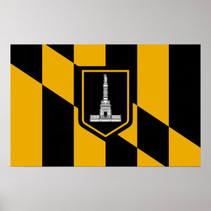 Poster met vlag van Baltimore, Maryland, Verenigde