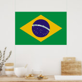 Poster met vlag van Brazilië (Keuken)