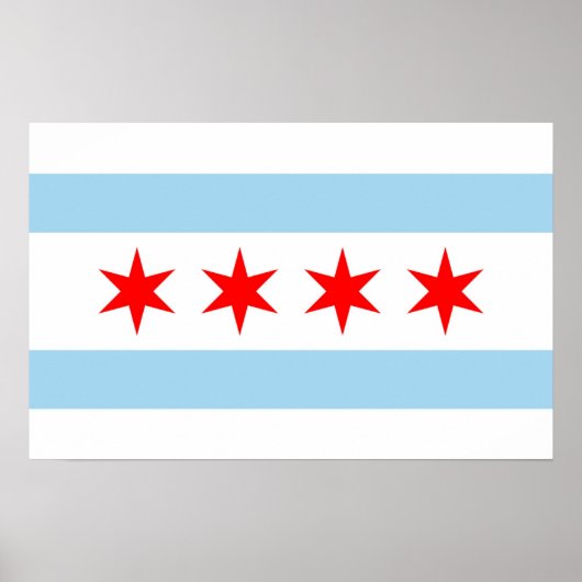 Poster met vlag van Chicago, Illinois, VS. (Voorkant)