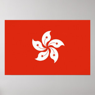 Poster met vlag van Hongkong, China