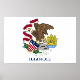 Poster met vlag van Illinois, VS.