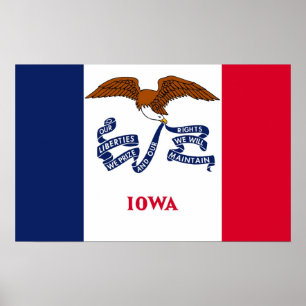 Poster met vlag van Iowa, VS