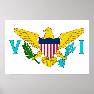 Poster met vlag van Maagdeneilanden, V.S.A.