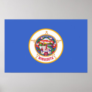 Poster met vlag van Minnesota, Verenigde Staten
