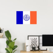 Poster met vlag van New York, VS (Thuiskantoor)