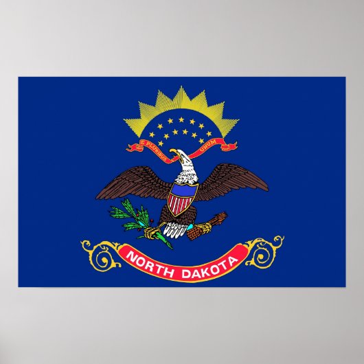 Poster met vlag van North Dakota, VS. (Voorkant)