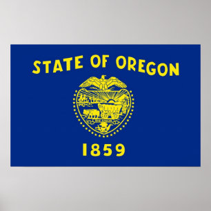 Poster met vlag van Oregon, U.S.A.