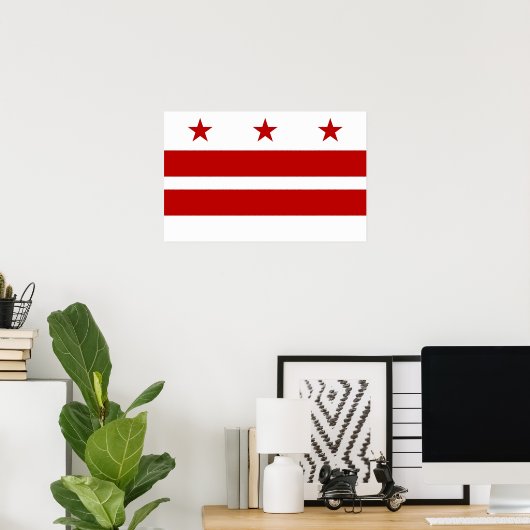 Poster met vlag van Washington DC, VS (Thuiskantoor)