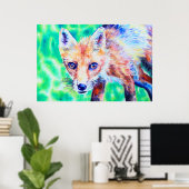 Poster met voskleurige potloodtekening (Thuiskantoor)