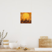 Poster met waterverf van Volle Maan Bos (Keuken)