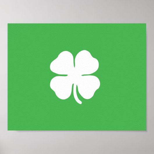 Poster met witte klaverblad (Voorkant)