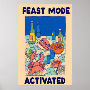 Poster met zeevoedselbanket Feestmodus geactiveerd