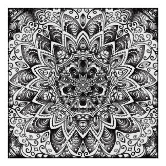 Poster met zwarte en witte Mandala Perfect Poster