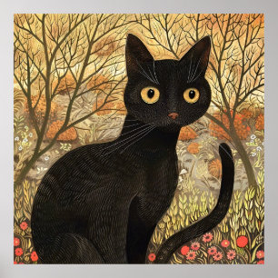 Poster met zwarte kat