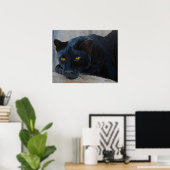 Poster met zwarte kat (Thuiskantoor)